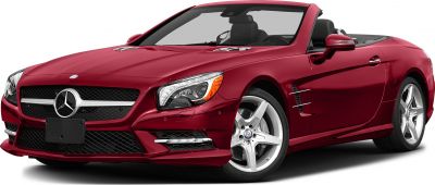 Red convertible with front grille and silver alloy wheels