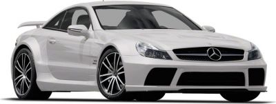 Front view of a sporty luxury coupe with sleek headlights and grille