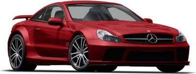 Red sports coupe with aggressive front, alloy wheels, V12 badge