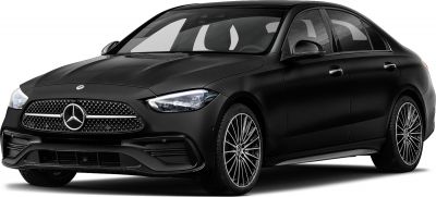 Matte black sedan with diamond grille and multi-spoke alloy wheels