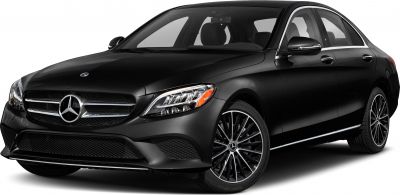 Front view of sedan with LED headlights and alloy wheels