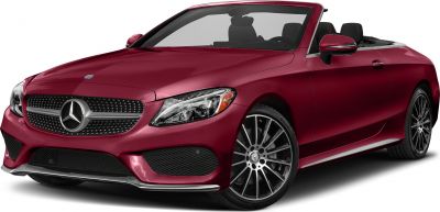 Convertible car with detailed headlights and alloy wheels from front-side angle