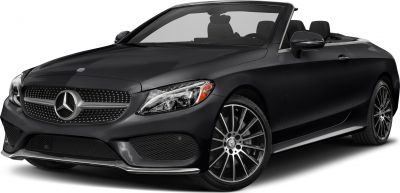 Front angled view of a convertible with sporty grille and alloy wheels