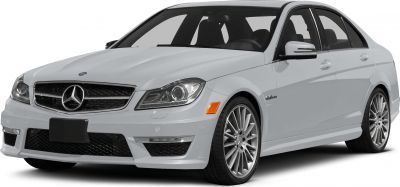 White sedan front-side view with grille and alloy wheels
