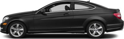 Side profile of a sleek two-door coupe with alloy wheels