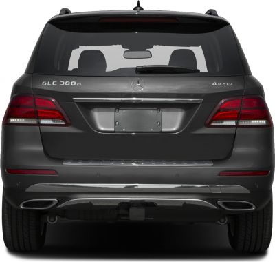 Rear view showing badges, tail lights, dual exhausts