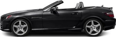 Black convertible roadster with silver five-spoke alloy wheels