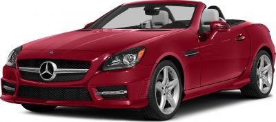 Front view of convertible with distinctive grille and sporty headlights