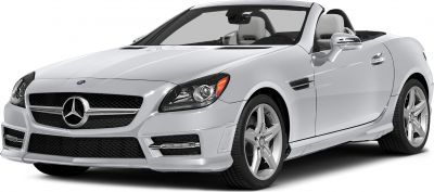 Front view of sporty convertible with detailed grille and headlights