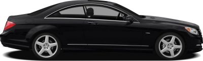 Side profile of sleek luxury coupe with alloy wheels