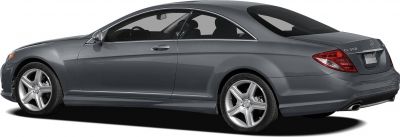 Side and rear profile of a two-door luxury coupe with five-spoke alloy wheels