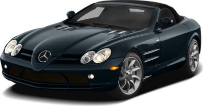 Convertible sports car with aerodynamic body and distinctive headlights.