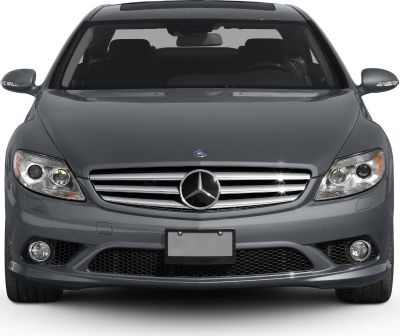 Front view showing grille, headlights, fog lights, and sleek design