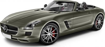 Luxury convertible sports car with AMG wheels and side vents