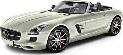 Convertible sports car with sleek aerodynamic body and AMG wheels
