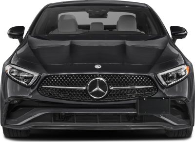 Front grille and LED headlights of a luxury coupe.