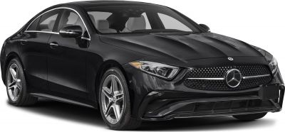 Front view of sleek luxury coupe with distinctive grille and headlights