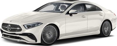Front side view of sleek coupe with sporty wheels