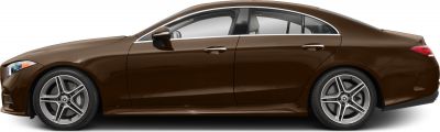 Side profile of a luxury coupe with alloy wheels and sleek aerodynamic lines.