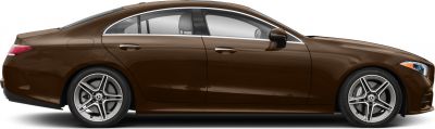 Side profile of sleek luxury coupe with distinct alloy wheels