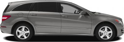 Side profile of an elongated multi-purpose vehicle with alloy wheels