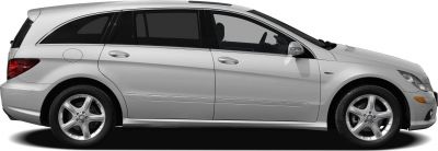 Elongated luxury wagon side profile with five-spoke alloy wheels