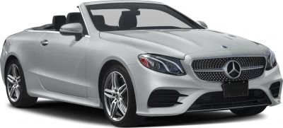 Convertible luxury coupe front and side view with chrome grille and alloy wheels