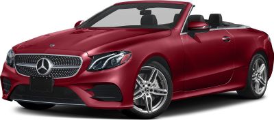 Luxury red convertible with prominent grille and alloy wheels