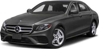 Black luxury sedan front three-quarter view with alloy wheels