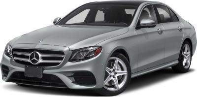 Front three-quarter view of luxury sedan with alloy wheels and sleek headlights
