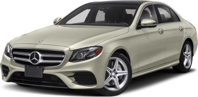 Luxury sedan front-side with LED headlights and alloy wheels