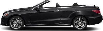 Sleek black convertible showing side profile with alloy wheels