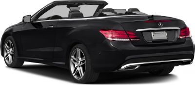 Convertible Mercedes rear with soft top down and LED taillights