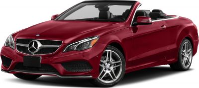 Front view of sleek convertible with sporty grille and alloy wheels