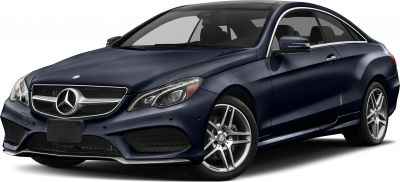 Luxury coupe with sleek front grille and LED headlights