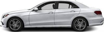 Side profile of a sleek sedan with alloy wheels and modern door design