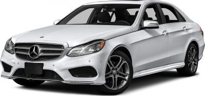 Front and side view of luxury sedan with distinctive grille and headlights