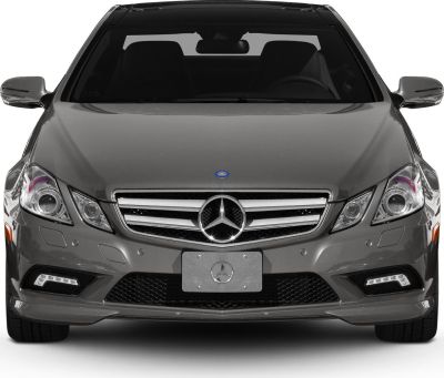 Front view showing grille, headlights, and LED daytime running lights of a smooth luxury coupe.