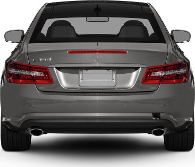 Rear view with distinctive taillights and dual exhausts