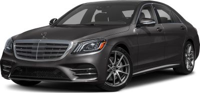 Luxury sedan front side profile with grille and alloy wheels
