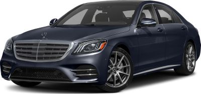Front grille and LED headlight of luxury sedan
