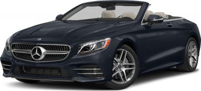 Front view with grille, LED headlights, alloy wheels and open convertible roof
