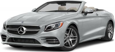 Silver luxury convertible with prominent front grille and sport wheels
