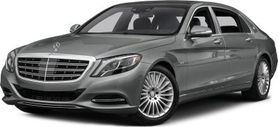 Luxury sedan front with chrome grille, LED headlights, and alloy wheels