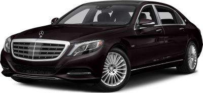 Front and side profile of luxury sedan with prominent grille and multi-spoke wheels