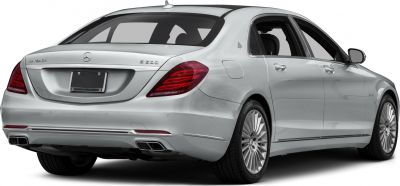 Rear view of luxury sedan with distinctive taillights and dual exhaust