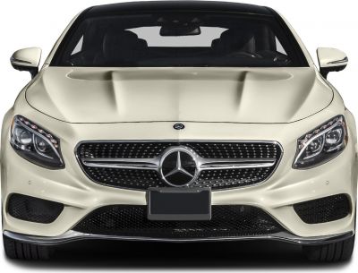 Front grille and LED headlights of a luxury coupe