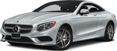Front and side view of a silver luxury coupe with sharp headlights and alloy wheels