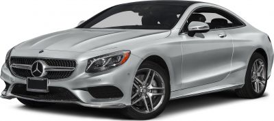 Silver luxury two-door coupe with aerodynamic front and alloy wheels