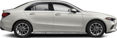 Side profile of sedan with alloy wheels and tinted windows